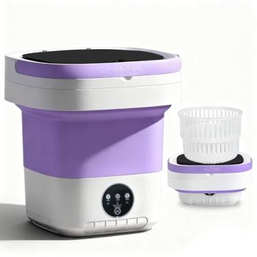 Imagem de LGLRTD Máquina de lavar portátil, pequena lavadora dobrável de 15 L com 3 modos de limpeza para roupas de bebê, roupas íntimas, itens pequenos, mini lavanderia dobrável para viagem, apartamento, casa