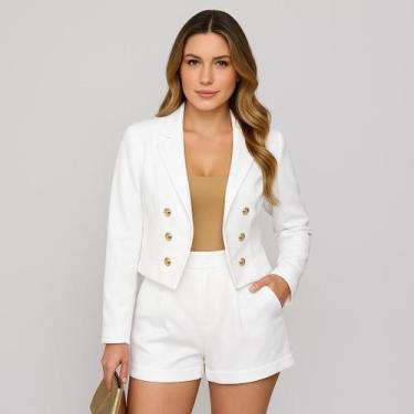 Imagem de Blazer Feminino Casaquinho Alfaiataria Casaco Social Com Botão Lindo G