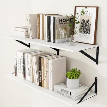 Imagem de Prateleira Heimlove Floating 91x30 cm Conjunto de parede de madeira x2