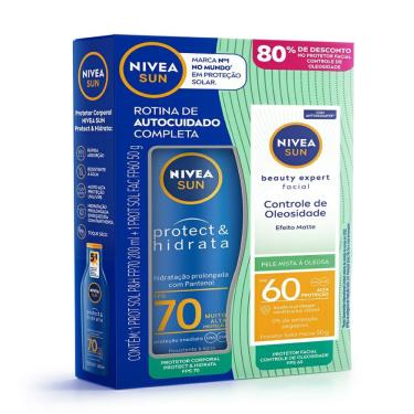 Imagem de Kit Nivea Sun Protetor Solar Corporal Protect e Hidrata FPS70 200ml + Protetor Solar Facial FPS60 Controle de Oleosidade 50g