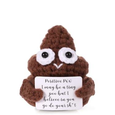 Imagem de Mini cocô de crochê positivo engraçado, interessante feito à mão, de lã, incentivo, boneca, criativa, fofa, inspiradora, brinquedo de cocô (marrom)