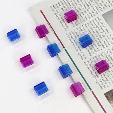 Imagem de 10 clipes de papel coloridos, clipes de plástico transparentes pequenos clipes de papel, grampos de papel portáteis para organizar documentos de escritório (coloridos)