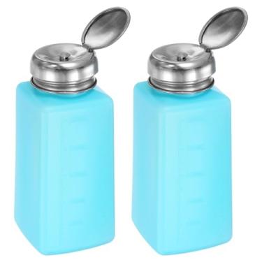 Imagem de 2 unidades de dispensador de álcool solvente de 250 ml (241 g) dispensador de líquido com tampa de aço inoxidável de vedação para removedor de esmalte de acetona, azul