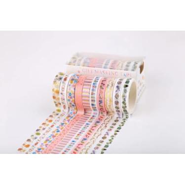 Imagem de Conjunto de adesivos Washi com 10 rolos de 2 metros, adesivos decorativos para artes faça-você-mesmo artesanato material de diário scrapbook cartão embrulho
