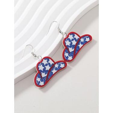 Imagem de Brincos femininos de estrela patriótica, vermelho, branco, azul, minimalista, para festa de 4 de julho, verão, férias, joias modernas, Medium, Latão, Sem pedra preciosa