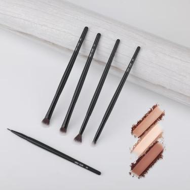 Imagem de Conjunto profissional de pincéis de maquiagem com 5 peças, marcador, delineador, sombra, lápis e corretivo para aplicação de precisão (vegano)