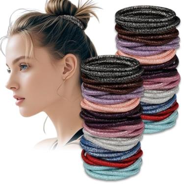 Imagem de 50 peças de prendedores de cabelo sem danos elásticos sem costura para cabelos grossos e finos, suportes multicoloridos para caudas (MIX1)