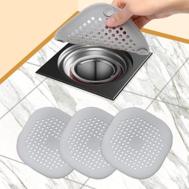 Imagem de Pacote com 3 coadores de drenagem de silicone com ventosas – Capa captador de cabelo para chuveiro, banheira e pia de cozinha | Protetor de banheiro antiderrapante de instalação rápida, armadilha de