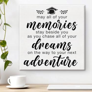 Imagem de Pôster de parede com citação de formatura, presentes de formatura inspiradores para mulheres e homens, decoração de parede de casa 20 x 20 cm