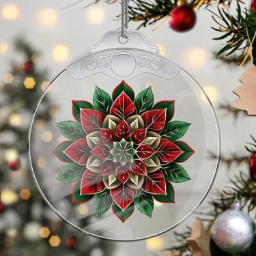 Imagem de Enfeites de Natal, flores de cristal, enfeites de árvore de Natal feitos à mão, decoração de carro e casa - presentes de Natal, decoração de artesanato em acrílico, ideias de troca de presentes para