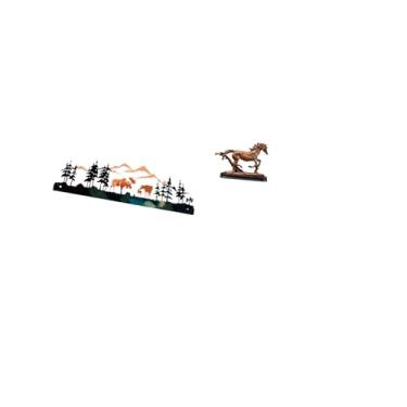 Imagem de Fenteer Escultura de Parede de Cavalo E Veado, Ornamento de Arte Pendurado para Cerca de Jardim, área Externa, Mesa, Decoração, Estante, Sala de Esta