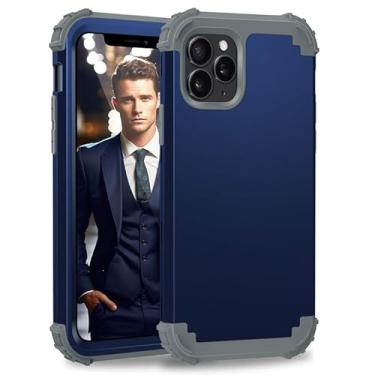 Imagem de Capa 3 em 1 para iPhone 11 Pro, capa protetora híbrida rígida de silicone macio, antiderrapante, antiarranhões, à prova de choque, capa protetora de corpo inteiro para iPhone 11 Pro, 5,8 polegadas