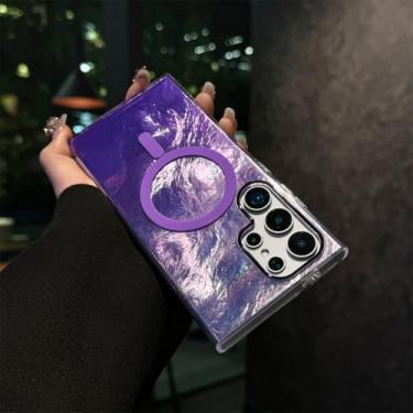 Imagem de Capa Aurora Gradiente para Samsung Galaxy S25 Ultra S24 S22 Plus S23 FE com Laser Magnético e Contraste Colorido (para Samsung S24 Plus/Roxo)
