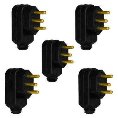 Imagem de Kit com 05 Plugues Macho 3pinos 2P T Legrand 10A 250V Preto Ref. 61591