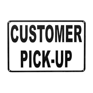 Imagem de Placa de recolha do cliente - Placa de segurança de metal de instalação rápida, resistente a UV, impermeável, 30,5 x 20,3 cm, placas de recolha de clientes para escritório, escritório, casa, café