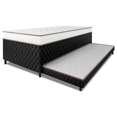 Imagem de Cama Bibox Solteiro Ortopédica Com Cama Auxiliar Conjugada 88x188x51cm Dani Preto/branco