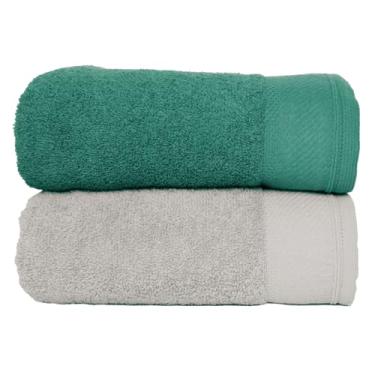 Imagem de Kit 2 Toalhas de Banho Grandes e Macias 100% Algodão Premium Eleganz 530g Alta Absorção e Conforto (Gris e Alpes)