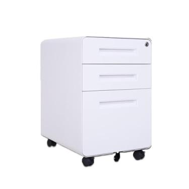 Imagem de Armário de Arquivos Armário baixo de escritório cor sólida com arquivo aço e trava para armazenamento dados em canto redondo(Branco)