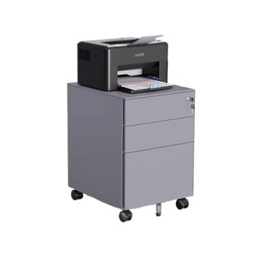 Imagem de Armário de Arquivos Armário móvel prático, armário de arquivo aço, armazenamento escritório, sob a mesa, com travamento, gaveta dados(Gray)