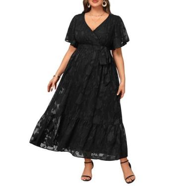 Imagem de Vestido Pinup Fashion Plus Size preto 2025, convidada de casamento fem