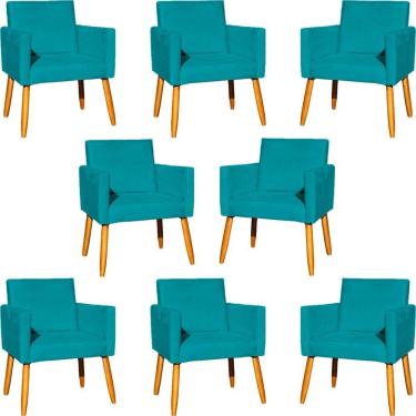 Imagem de Kit 8 Poltronas Nina Para Recepção Suede Cores Pé Palito 30cm Castanho - Suede