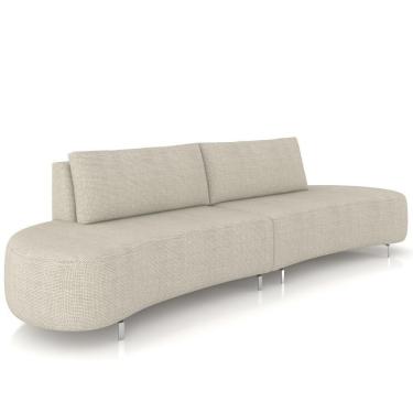 Imagem de Sofá 4 Lugares Para Sala Living Orgânico Pés Metálicos 260cm Shui P08 Linho Bege - Lyam Decor