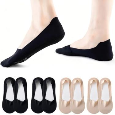 Imagem de Meias invisíveis de nylon antiderrapantes com forro invisível, fino, leve, 4 pares