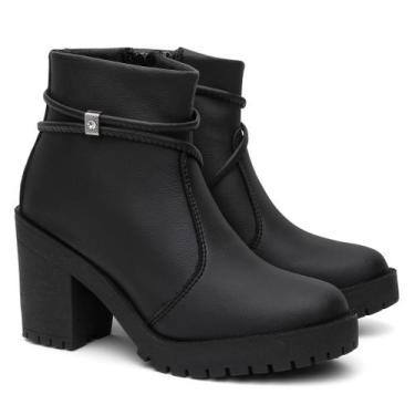 Imagem de Bota Coturno Feminino Preto Com Salto Quadrado - Rizzi Shoes, Preto, 4