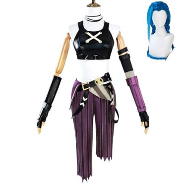 Imagem de Helltaker Fantasia de cosplay roxa com cinto e luvas conjunto completo para festa de Halloween