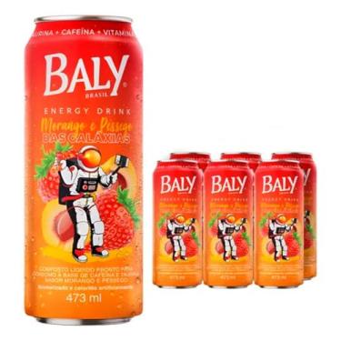 Imagem de Energético Baly Energy Drink Morango e Pêssego – Pack Com 6 Unidades de 473ml Cada
