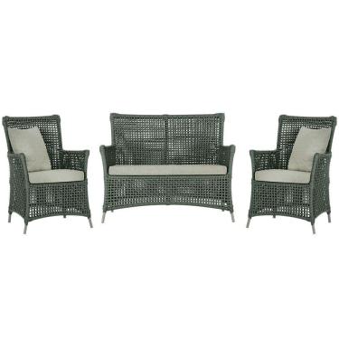 Imagem de Jogo Sofá E 2 Poltronas Igapó Alumínio Fendi E3 Trama Verde