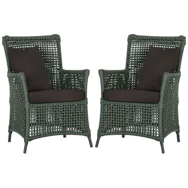 Imagem de Poltronas Igapó Alumínio Pintura Preta Corda Náutica E9 Verde