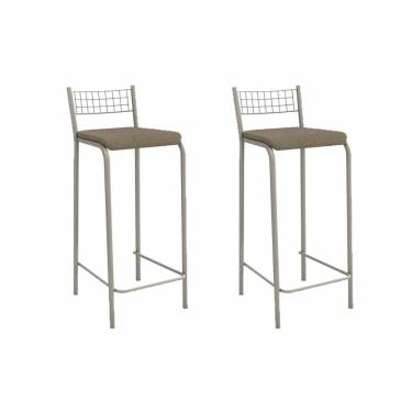 Imagem de Banqueta De Cozinha Gênova 2b705nk Aço Kit 2 Un Niquel-boucle Bege Fendi - Kappesberg