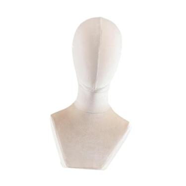 Imagem de harayaa Modelo de cabeça de manequim Manikin Head Helter Jewelry Mask Headphone Display Stand Stand Stand Storage Rack para lojas de varejo em casa, Baixo Quadrado Bege