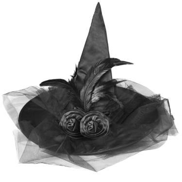 Imagem de Halloween Witch Hat for Women - Black Witch Hat with Feathers and Black Lace Veil Halloween Witch Accessories for Women - Witch Costume Women and Girls Halloween Accessories