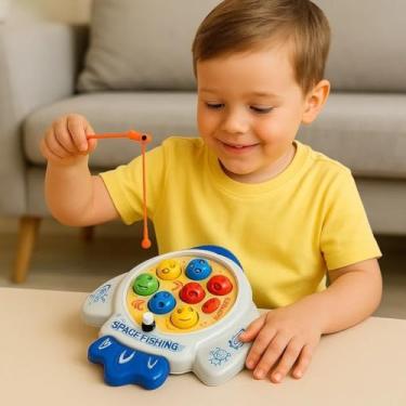 Imagem de Kit 11 Peças Pega Peixe Pesca Brinquedo Infantil Foguetinho Corda Água Presente Criança