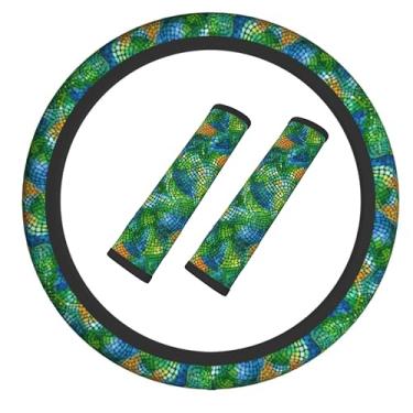 Imagem de Capa de volante de carro elástica antiderrapante com cinto de segurança almofada de ombro para mulheres e homens