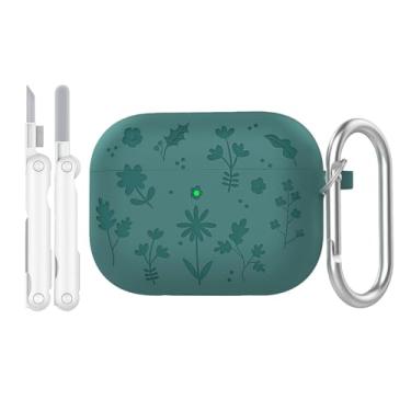 Imagem de Rertnocnf Capa compatível com AirPods Pro 3, linda capa de flor gravada compatível com AirPod Pro 3 2025, protetor de fone de ouvido com tampa multifuncional de silicone macio com mosquetão e kit de