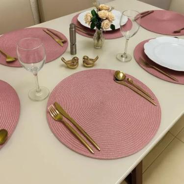 Imagem de Kit 6 Peças Jogo Americano Redondo - Sousplat Redondo para Mesa Posta - Jogo Americano Elegante para Jantar, Almoço e Café - UpShop (Rose)