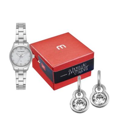 Imagem de Mondaine Kit Relógio Feminino Cromado Efeito Luminoso Com Brincos