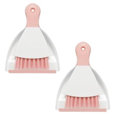 Imagem de NACENA Conjunto de 2 mini pá de lixo e escova, conjunto de vassoura pequena e pá de poeira e mini vassoura de mão, conjunto compacto para mesa doméstica, teclados, sofá, cozinha, animais de estimação