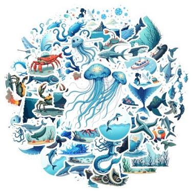 Imagem de 70 peças Oceano Vida Marinha Criaturas Marinhas Náuticas Subaquáticas DIY Adesivos de Brinquedo Marinho para Telefone DIY Guitarra Laptop Notebook Mala Copo Laptop Bagagem Scrapbook Adesivo Diário