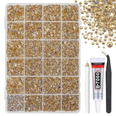 Imagem de qiipii Strass de resina de cristal dourado champanhe com cola de joias B7000 para artesanato deslumbrante, 2 mm, 3 mm, 4 mm, 5 mm, 6 mm, pedras planas, diamantes, cristais, pedras preciosas, pingentes