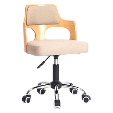Imagem de Cadeira de escritório giratória cadeira de escritório cadeira ergonômica cadeira de algodão linho computador cadeira giratória 360° cadeira de balanço (cor: bege) necessário
