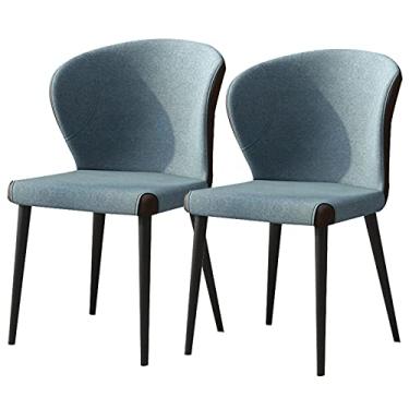 Imagem de Cadeira de jantar, cozinha, sala de jantar, móveis, cadeiras de jantar, conjunto de 2 cadeiras de cozinha modernas, cadeiras de lazer estofadas com pernas de aço carbono superfície de cadeira de