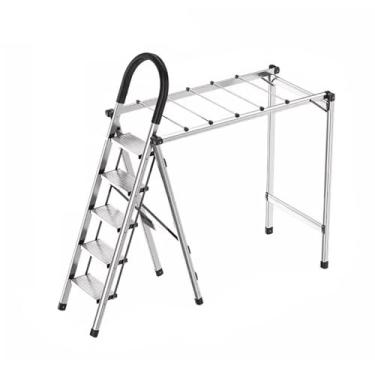 Imagem de JYXYXSCP Escada dobrável para uso doméstico Escada dobrável para secar roupas multifuncional dupla finalidade telescópica espinha de peixe (B)