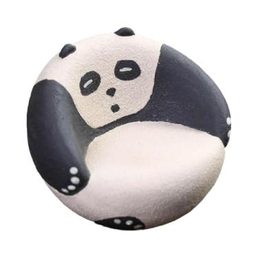 Imagem de Fxzqgnh Miniatura de Panda, Mascote para Casa de Chá, Estátua Decorativa de Panda Feita de Roxa para Amantes de Chá, para Prateleira de Casa de Chá, Ar, Preto, Tamanho real