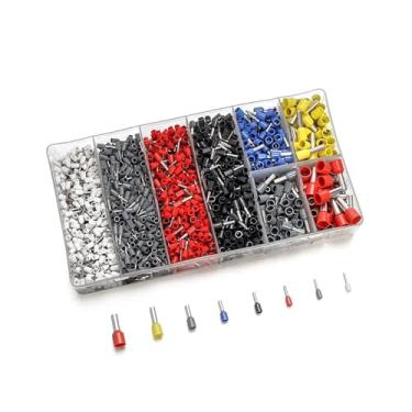 Imagem de VUBBJCRS Conector de crimpagem de cobre de fio de virola sortido, kit de terminal de fio, terminal de pino de cabo isolado terminal de crimpador elétrico (1200 peças)