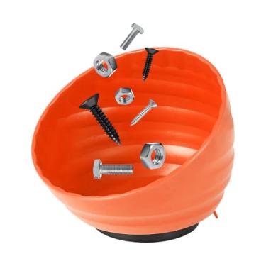 Imagem de NYTKL Copo magnético de porca, organizador de parafusos de bandeja de peças magnéticas curvadas comporta até 2,3 kg, tigela de parafusos de porcas multiuso bandeja de peças pequenas se fixa à