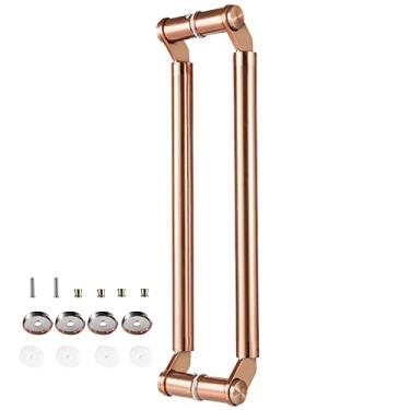 Imagem de Puxador de porta puxador de porta de celeiro moderno de metal para interior e exterior, chuveiro hotel loja escritório puxador de porta deslizante de dois lados, puxador de barra de aço inoxidável